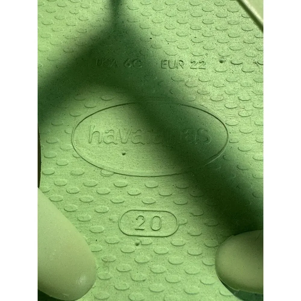 Havaianas Kids Brazil Flip Flops Green Heel Strap Sandals US 4C EU 22 Size 20